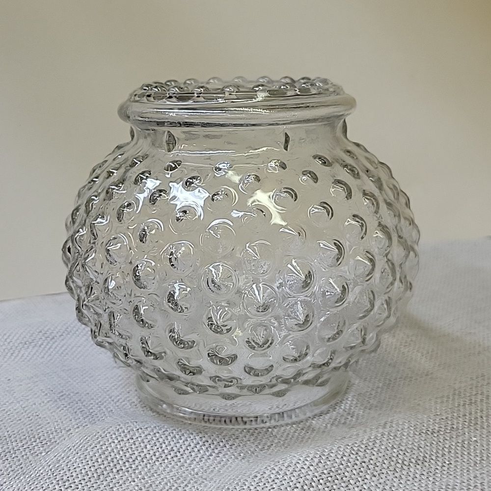 VINTAGE MCM HALLWAY LIGHT FIXTURE GLOBE SHADE CLEAR HOBNAIL HOLLYWOOD REGENCY